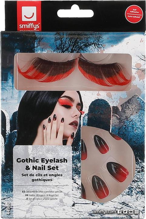 Actual product image Smiffys Make-Up FX Gothic Eyelash & Nails Set (Eyelashes applicator)