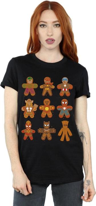 Actual product image Womens/Ladies Avengers Christmas Gingerbread Cotton Boyfriend T-Shirt (L)