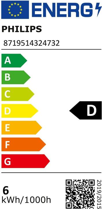 Label énergétique Philips Mas (E27, 5.90 W, 806 lm, 1 x, D)