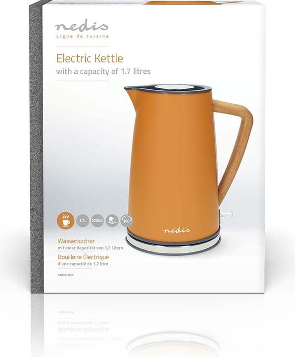 Produktbild Nedis Wasserkocher | 1.7 l | Soft-Touch | Orange | Um 360 Grad drehbar | Verdecktes Heizelement | St (1.70 l)