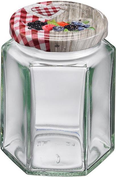 Actual product image Westmark Set of 6 191ml 6 corner jars, with heart decor lid, 58 mm (6 pcs., 0.19 l)