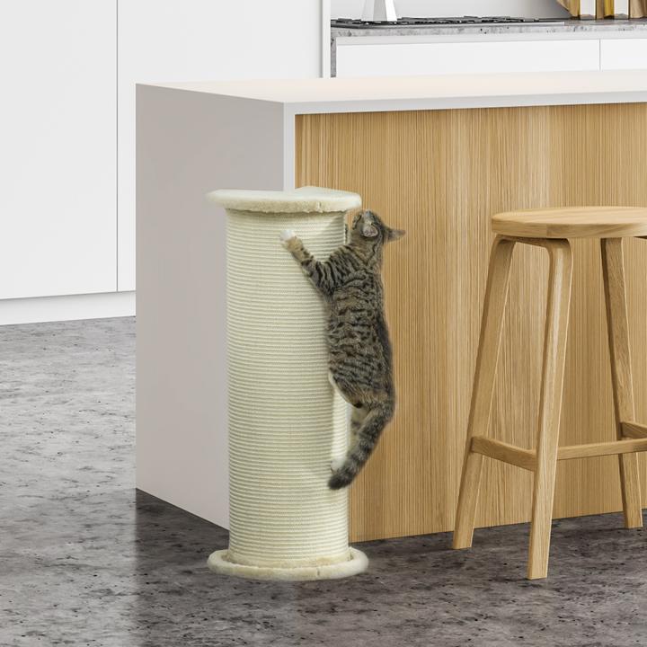 Actual product image PawHut Corner scraper board with anti-tip device (85 cm, Cream white)