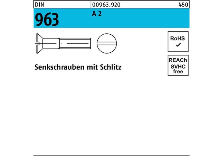Actual product image Countersunk screw ISO 2009 w.slot M 6 x 40 A 2 (50 Screws per piece)