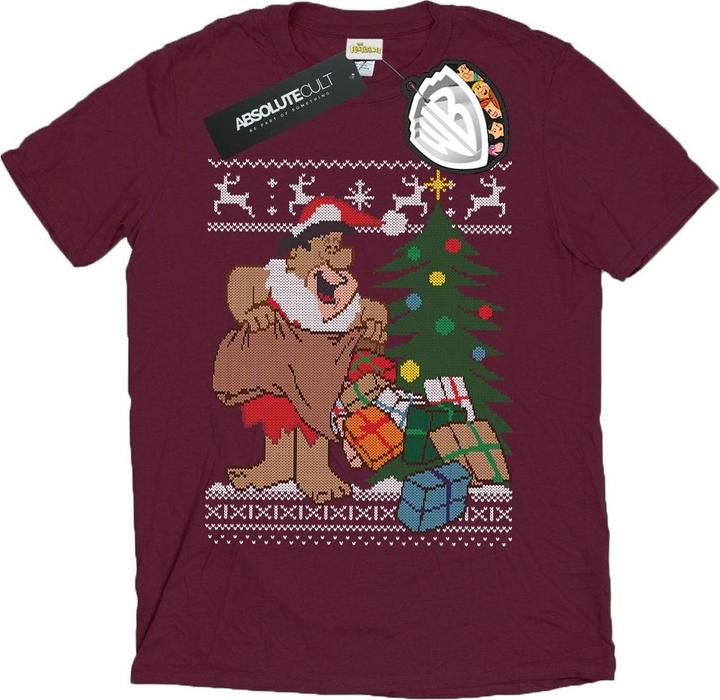 Actual product image The Flintstones Mens Christmas Fair Isle T-Shirt (S)