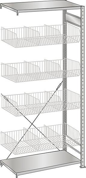 Immagine prodotto Schulte Lagertechnik Scaffalatura senza bulloni con cesto in rete metallica, galvanizzata