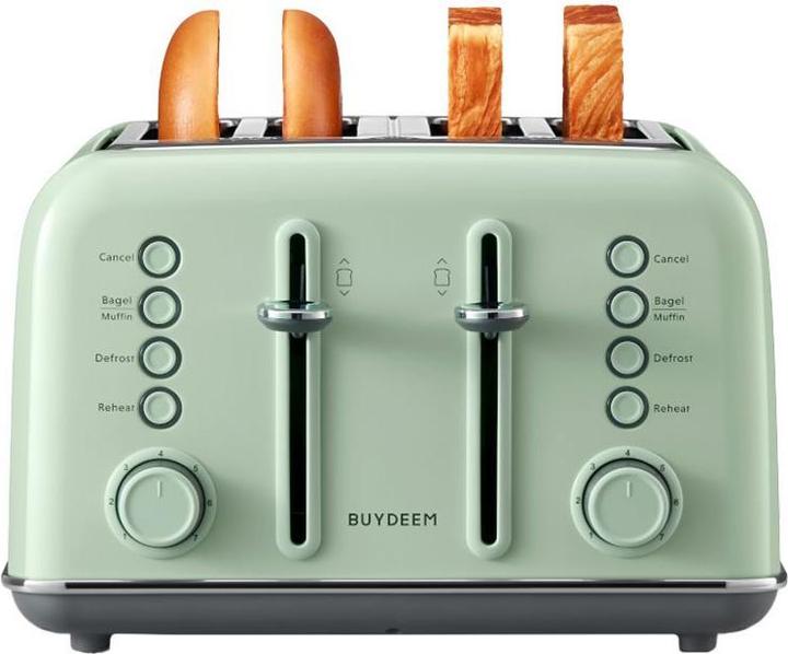 Actual product image Buydeem Toster 4 Slice Toaster, model DT640E, color Cozy Greenish, EU (EU plug)