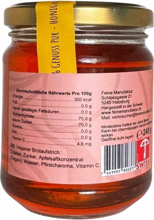 Nutritional values and ingredients Feine Manufaktur Honig Alternative Pfirsich 240 g (240 g)