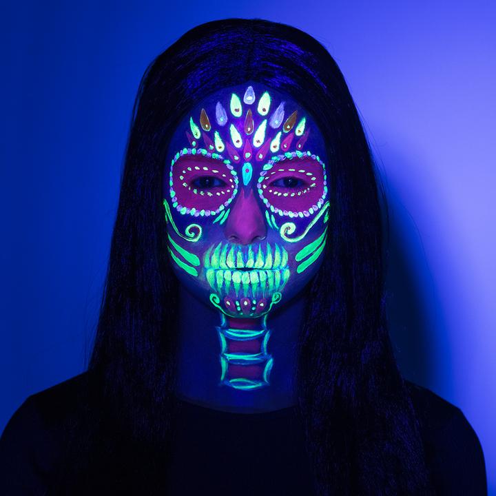 Image du produit Boland Kit de maquillage Bright Skull:Couleurs fluorescentes UV
