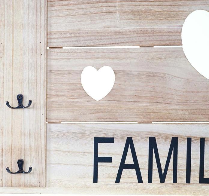 Image du produit Mendler Portemanteau mural Family, panneau de vestiaire Portemanteau, look shabby vintage, 8 crochets
