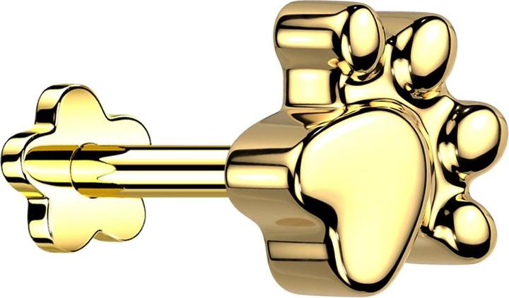 Produktbild Star Piercing Micro Threadless Labret Blume gold Pfote (ohne Messing, Titan G23)