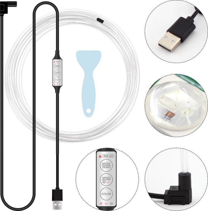 Immagine prodotto Werkstein Auto Lichtstreifen USB Innenraumbeleuchtung RGB Beleuchtung + Fernbedienung (5m) LED
