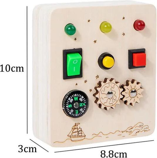 Activity Board Busy Board Giocattolo sensoriale in legno con interruttore a luce LED Control Board Attività da