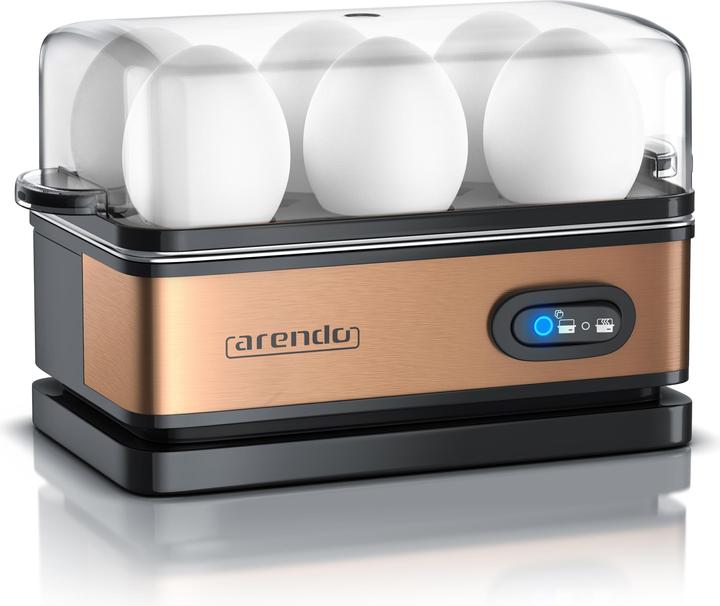 Produktbild Arendo Edelstahl Eierkocher 6-fach, 400 W, Edelstahl, Warmhaltefunktion, Härtegrad einstellbar, Kupfer