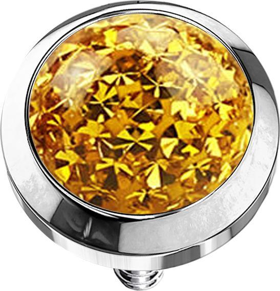 Produktbild Star Piercing Dermal Anchor Kristall Kuppel gelb Epoxy Schutzschicht (Chirurgenstahl 316L, ohne Messing)