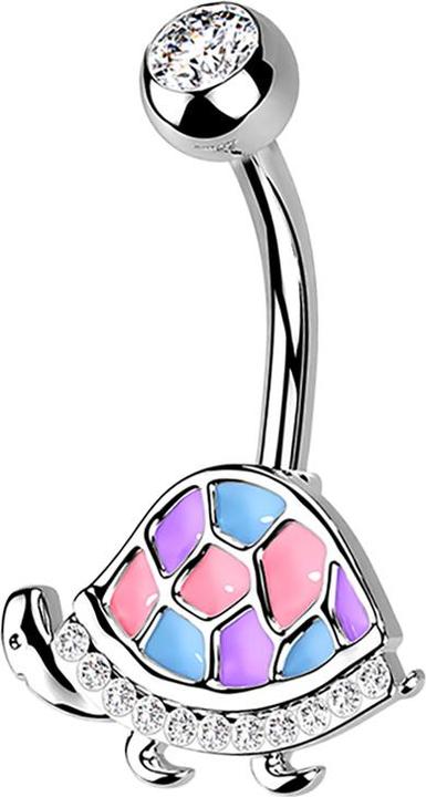 Produktbild Star Piercing Banane silber Schildkröte pink (Chirurgenstahl 316L, Messing)