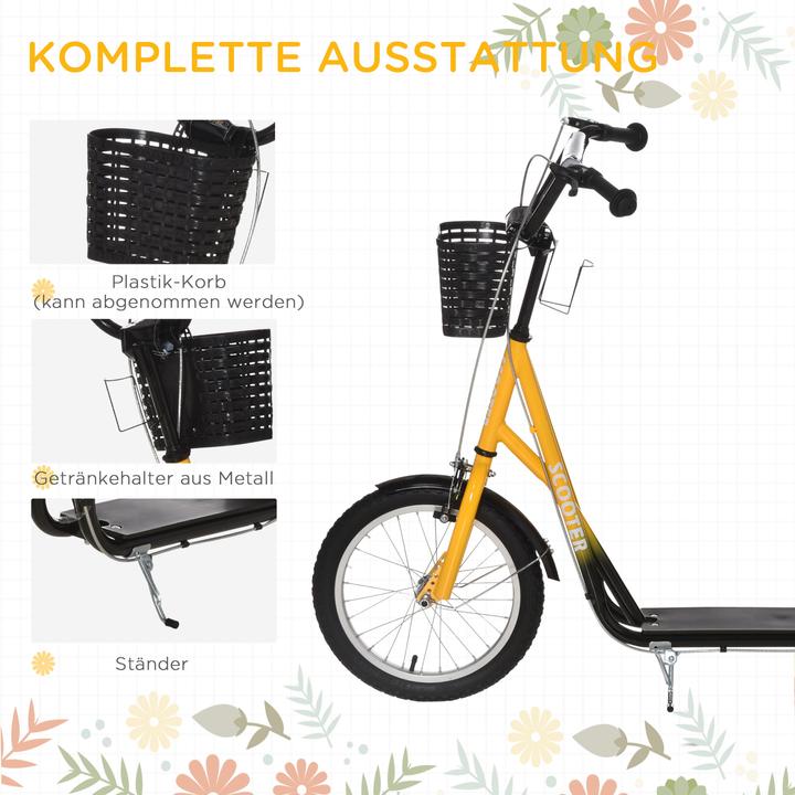Produktbild Homcom Kinderscooter Metall, Kunststoff Orange+Schwarz