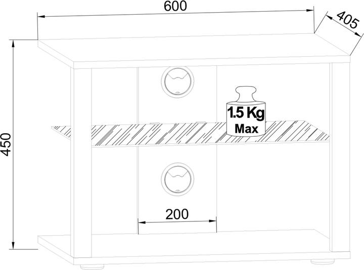 Produktbild VCM Holz TV Lowboard Rollen Fernsehschrank mobil Rack Konsole Möbel Fernsehtisch Fernseh Phono Glas (60 x 41 x 45 cm)