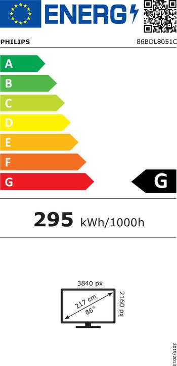 Energie-Label Philips Touch Display 86BDL8051C/00 Signage Solutions C-Line-Monitor (3840 x 2160 Pixel, 86")