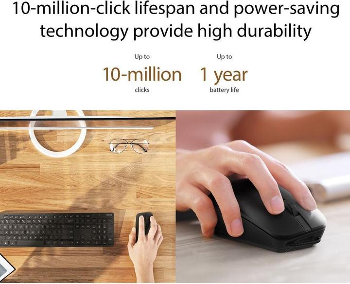 Produktbild ASUS MD200 /BK mouse Ambidextrous RF Wireless + Bluetooth Optical 4200 DPI (Kabellos)
