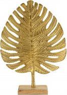 IKO Sculpture feuille d'or sur socle en bois h=32c (32 x 23 cm)