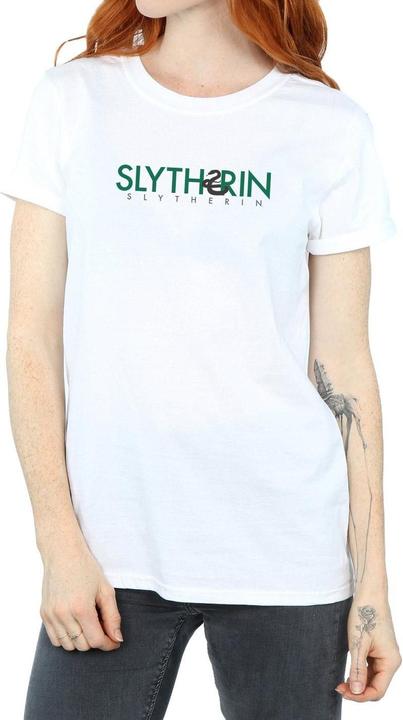 Actual product image Womens/Ladies Slytherin Text Cotton Boyfriend T-Shirt (M)