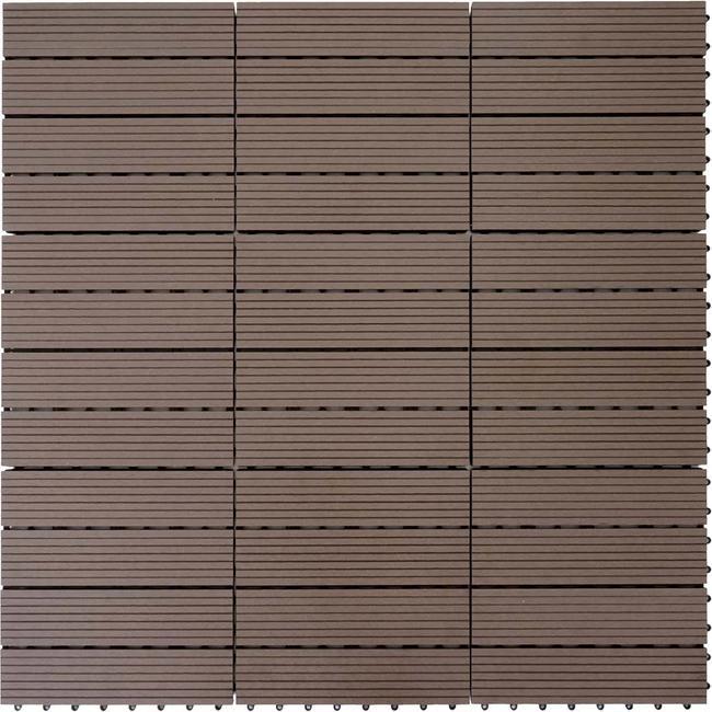 Image du produit Swisshandel24 WPC Carreau de sol Rhone, aspect bois pour balcon/terrasse, 11x 30x30cm = 1qm base, coffee linear (11 x, 30 x 30 cm)