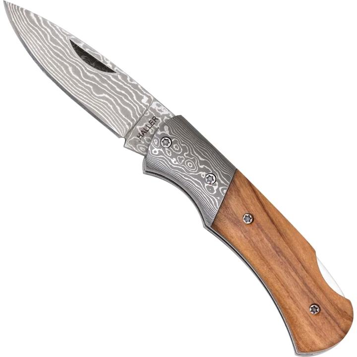 Produktbild Haller Damast-Taschenmesser Olivenholz 42974 (5 cm)