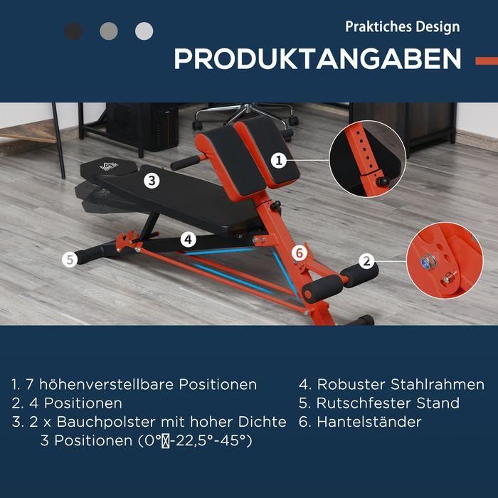 Actual product image Swisshandel24 Weight bench Fitness bench Incline bench Multifunction abdominal trainer Adjustable steel Black