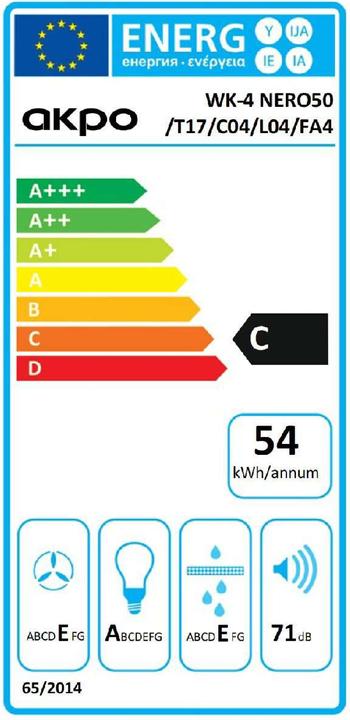 Energie-Label Akpo Call WK-4 Nero 50 (Wandhaube)