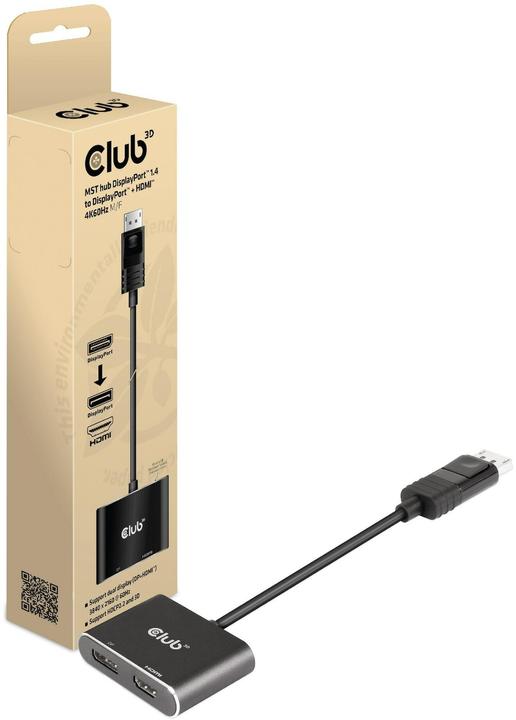 Actual product image Club 3D Club3D Multi Streaming Transport Hub 1xDP -> DP/HDMI (HDMI, 2 cm)