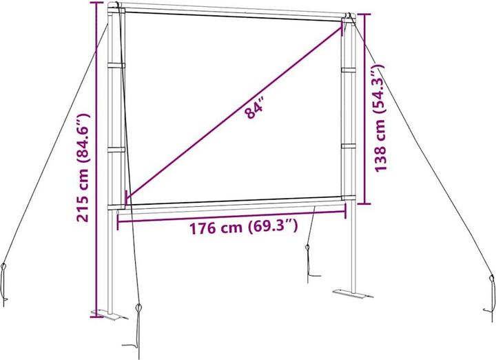 Produktbild VidaXL Beamer Leinwand mit Ständer 84 Zoll 4:3 Projektionswand Leinwand (84", 4:3)