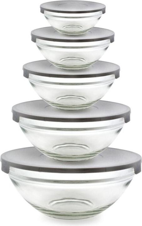 Immagine prodotto B-Home Set di 5 ciotole in vetro con coperchio (1600.20 cm, 1 l, 5 x)