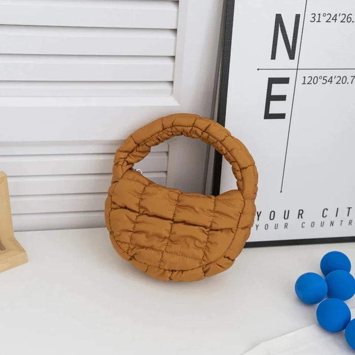 Only-Bags.Store Mini-Tasche Gesteppter Kreis Telefon Purpur Elegant Lila Weiches Nylon Gepolstertes