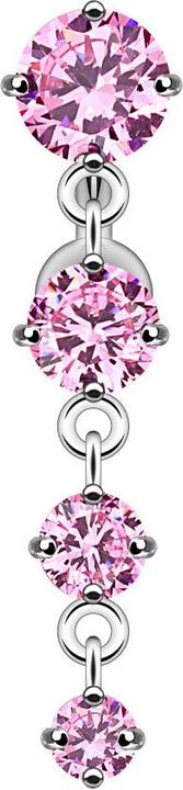 Image du produit Star Piercing Banane argentée avec pendentif quatre cristaux rose (sans laiton, Acier chirurgical 316L)