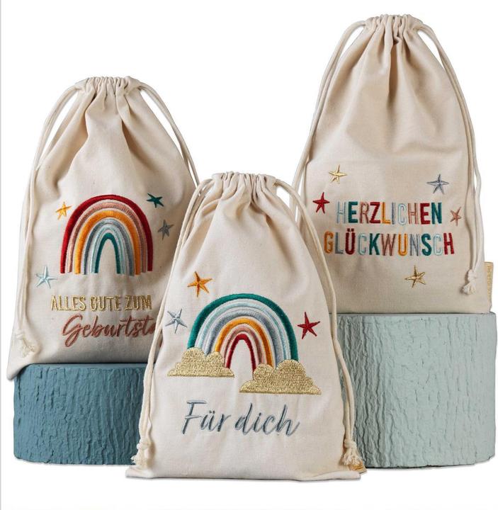 Image du produit Papierdrachen Sacs en toile Anniversaire Arc-en-ciel Set 3 pièces (Pochette cadeau, 3 x)
