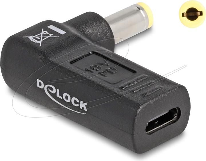 Delock Adaptateur USB-C vers 5.5 x 2.5 mm coudé à 90 (USB-C, 3.80 cm)