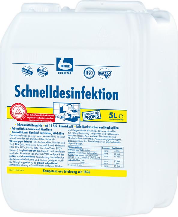 Becher Dr. 1456000 Schnelldesinfektion Sprühflasche 5 L desinfiziert Arbeitsflächen, Maschinen und