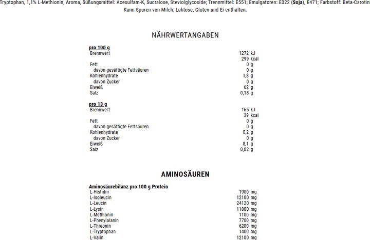 Nährwerte und Zutaten Weider Premium EAA Powder (pink lemonade, 1 Stk., 325 g)