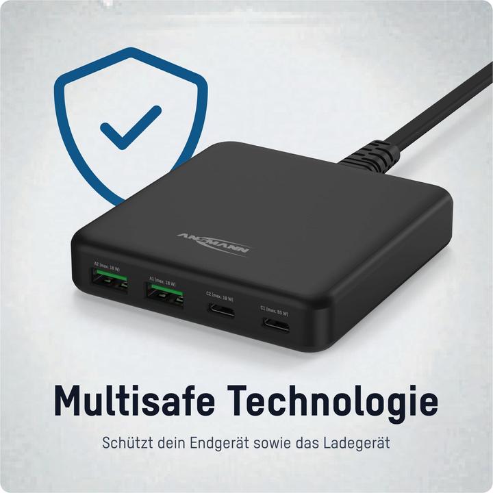 Produktbild Ansmann USB-Ladeger?t 4-Port 65W PD/QC/GAN (65 W)