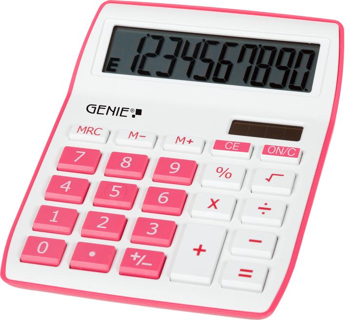 Produktbild Genie Kalkulator Tischrechner 840P pink (Solarzellen, Batterien)