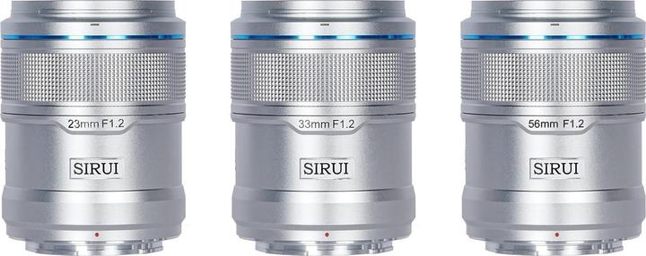 Produktbild Sirui Sniper Set AS-3S-ES 23mm, 33mm & 56mm F1.2 APSC Auto-Focus Lens Kit (Sony E Mount, silber, Carbon Fi (Sony E, APS-C / DX)