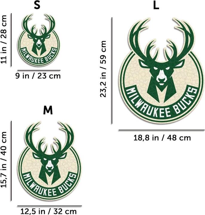 Image du produit Iconic NBA - Milwaukee Bucks - Logo - Puzzle en bois Taille M (270 pièces) (270 pièces)