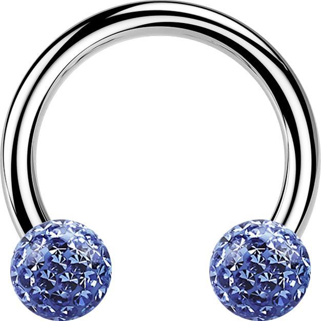 Star Piercing Circular Barbell silber mit zwei Kristall Kugeln dunkelblau Epoxy Schutzschicht (Chirurgenstahl 316L)