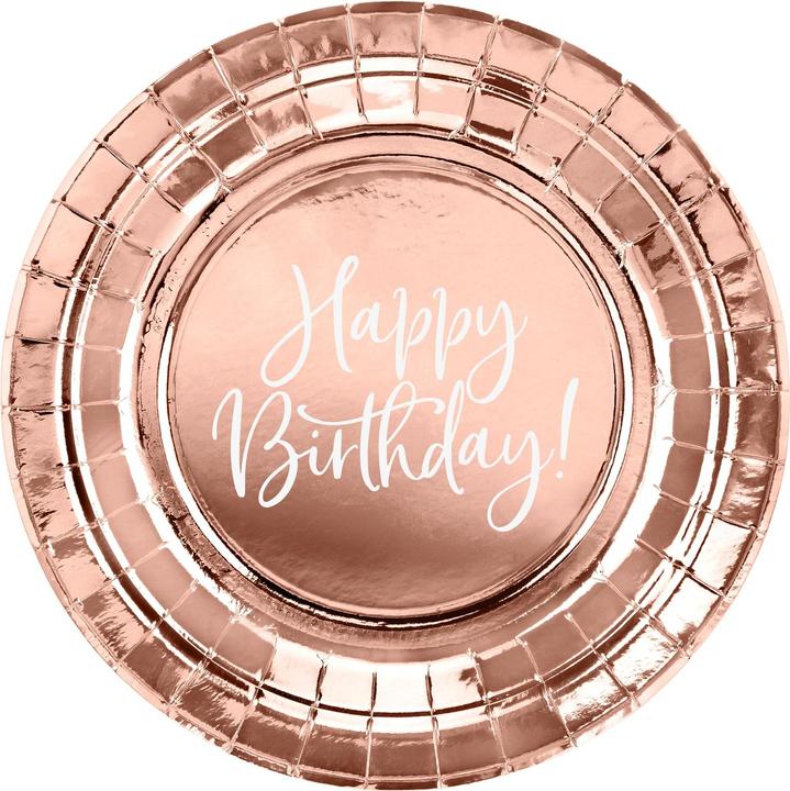 Image du produit Partydeco Teller in Rose Gold "Happy Birthday". (6 x)