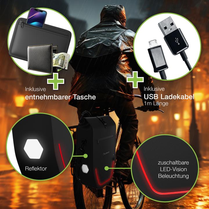 Immagine prodotto Eloneo Borsa da bicicletta per laptop (28 l, Borsa portapacchi)