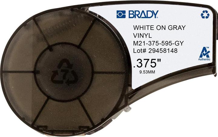Actual product image Brady M211 and M210, vinyl labels for indoor and outdoor use