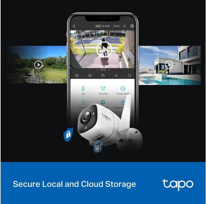 Actual product image TP-Link Tapo C325WB 4MP QHD Outdoor Camera ColourPro MicroSD (2688 x 1520 pixels)