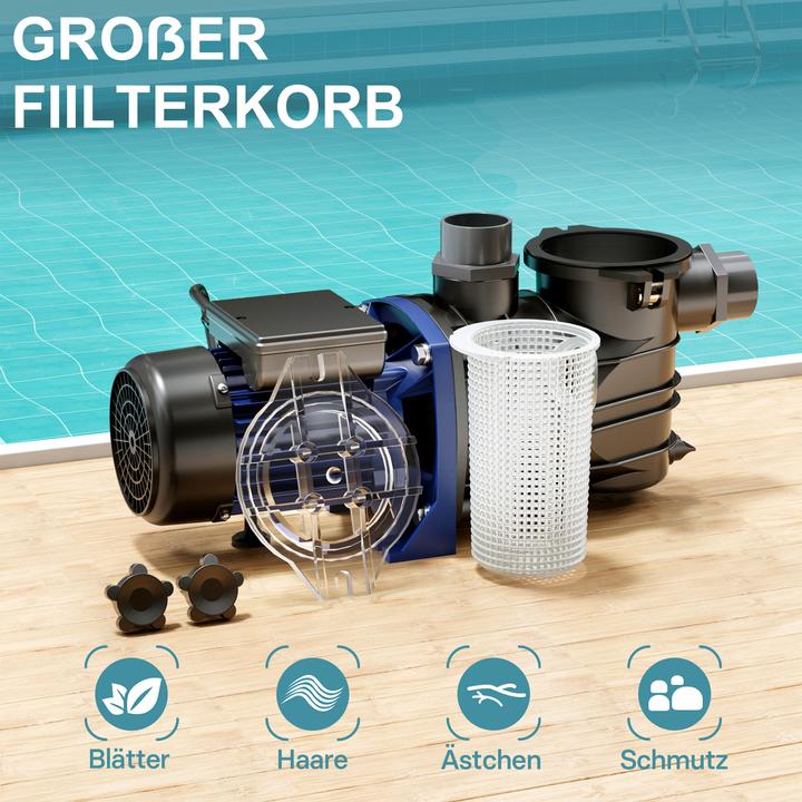 Immagine prodotto Wiltec Pompa per piscina 15000 l/h 750 W Pompa per piscina Pompa filtro Pompa di circolazione Piscina