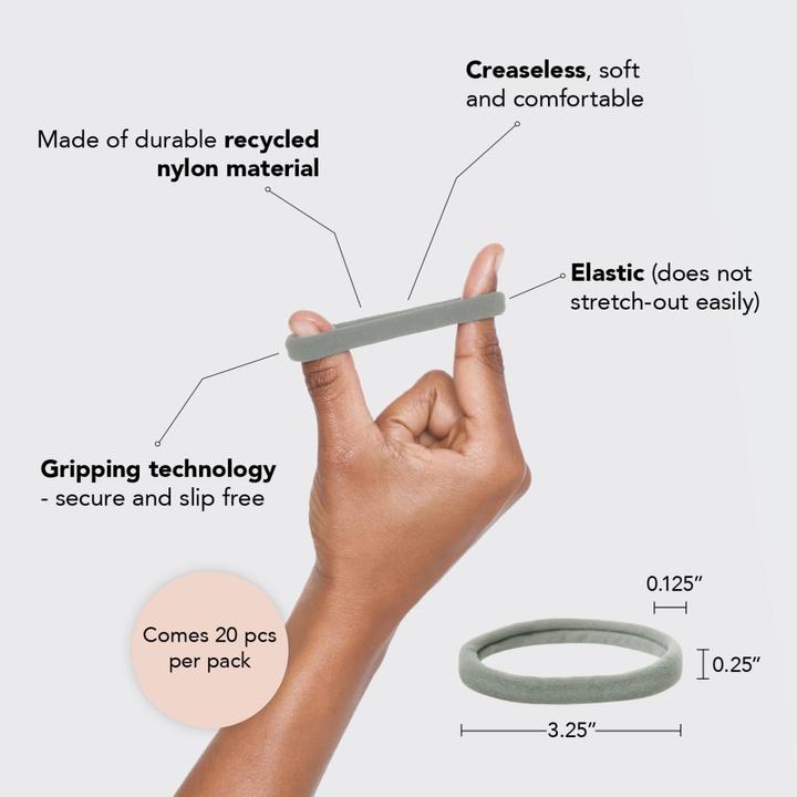Actual product image Kitsch Nylon rubber bands 20-piece set eucalyptus (Hair tie)