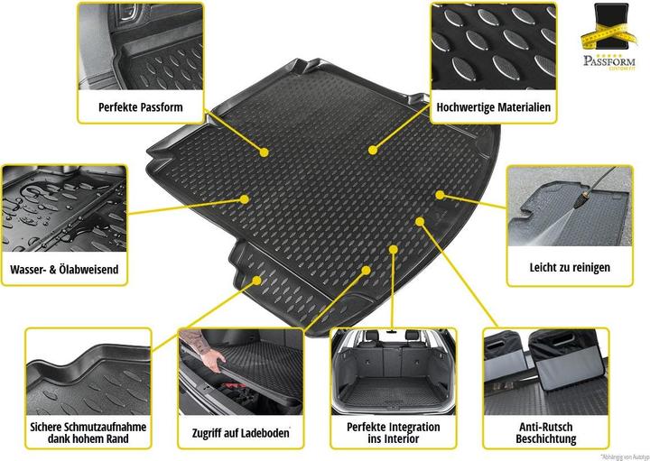 Produktbild Walser Kofferraumwanne für VW Touran I BJ 2003 - 2010, Touran II BJ 2010 - 2015 7 Sitze, 3. Reihe aufrecht